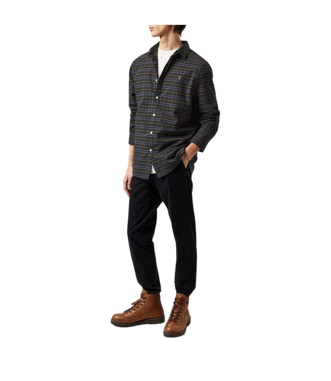 Chemise À Boutons Motif/style À Carreaux Fraser Homme Noir Farah-4