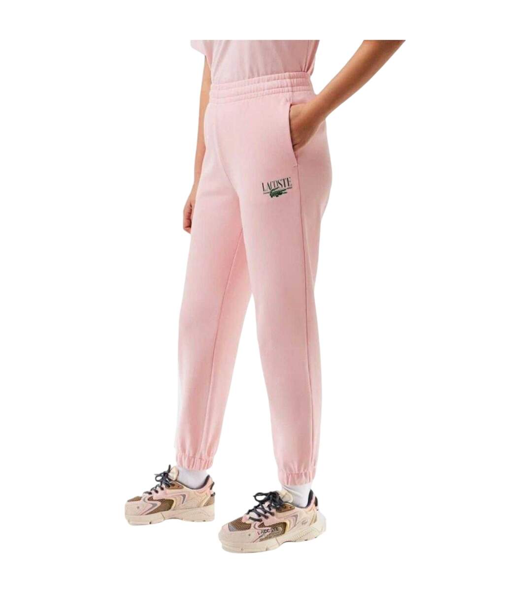 Womens/ladies Loungewear Fleece Relaxed Fit Joggers Pink Lacoste-1