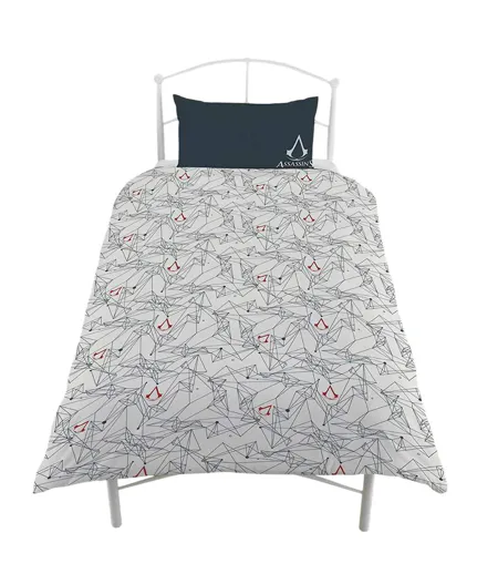 Reversible Duvet Set Black Grey Assassins Creed