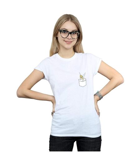 Disney T-shirt en coton à fausse poche Finker Bell Femme/Ladies (Blanc) - UTBI43867