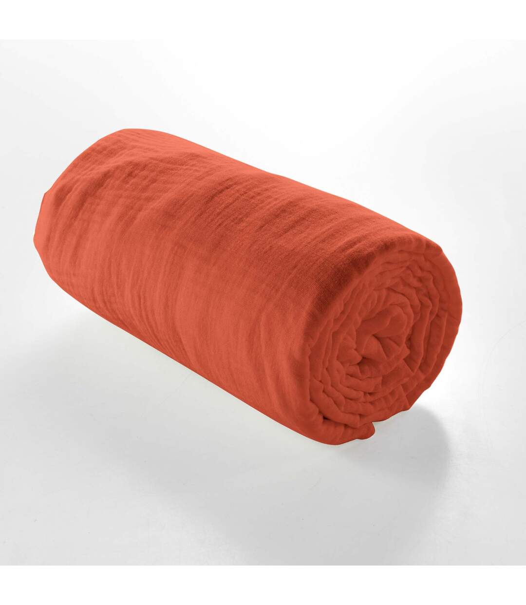 Drap Housse en Gaze de Coton Angelia 160x200cm Terracotta-3