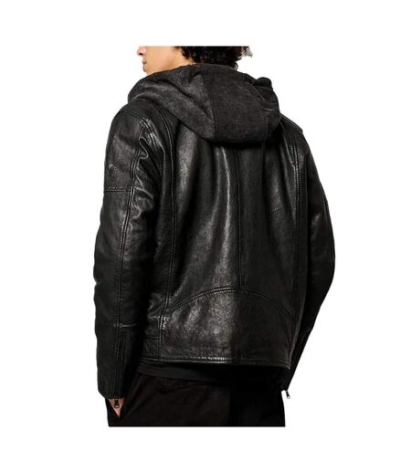 Veste en cuir noire homme kaporal kp luine