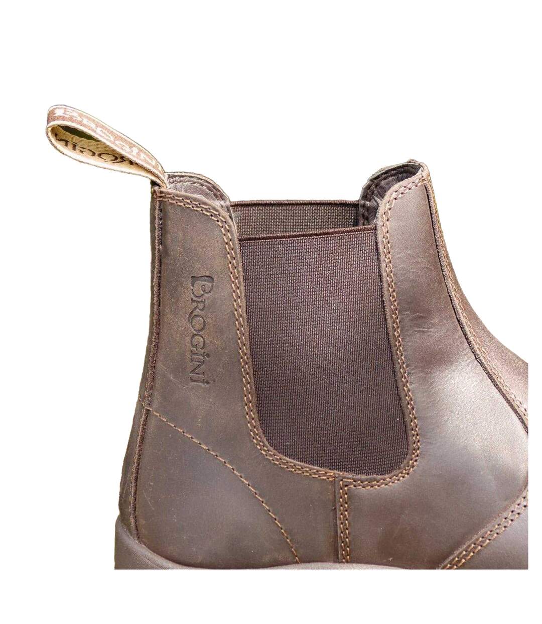 Womens/ladies Kingham Oiled Leather Low Heel Chelsea Boots Brown Brogini-4