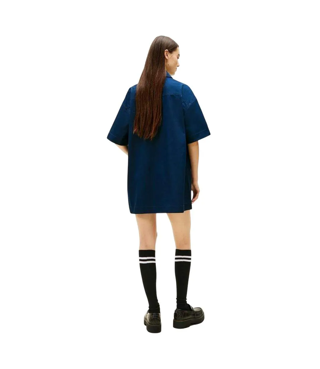 Robe Chemisier Courte Femme Bleu Marine Foncé Tommy Jeans-3
