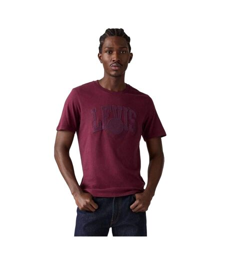 Mens Lettering Embroidered T-shirt Purple Levis