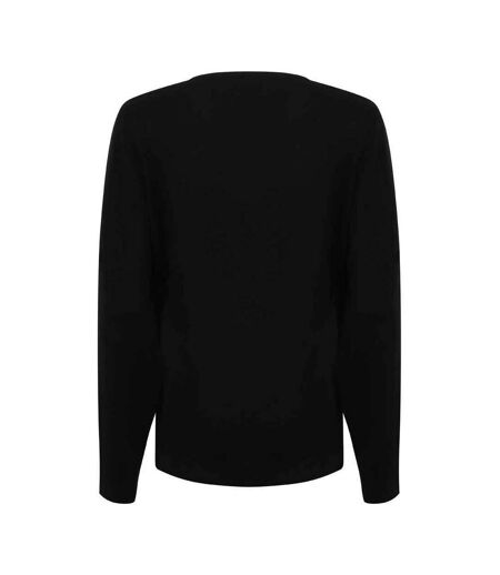 Henbury Womens/Ladies Cotton Acrylic V Neck Sweatshirt (Black) - UTPC6025