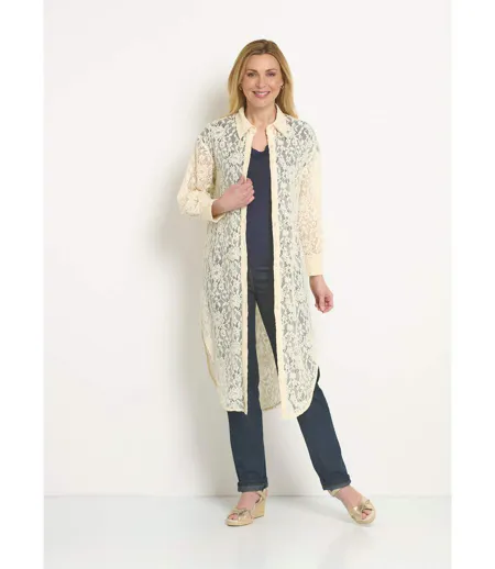 Robe chemisier longue en dentelle