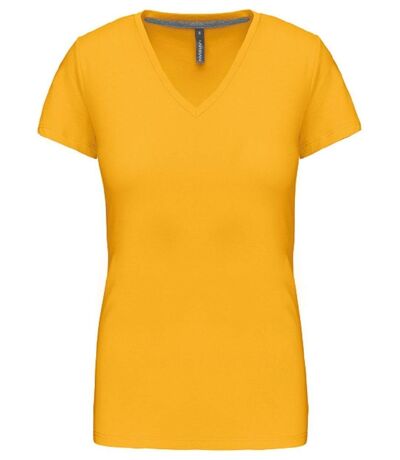 T-shirt manches courtes col V - K381 - jaune - femme