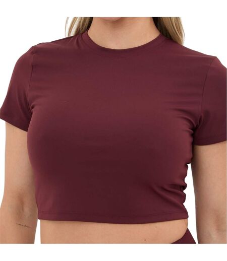 Womens/ladies Seamless Short-sleeved Crop Top Burgundy I Saw It First