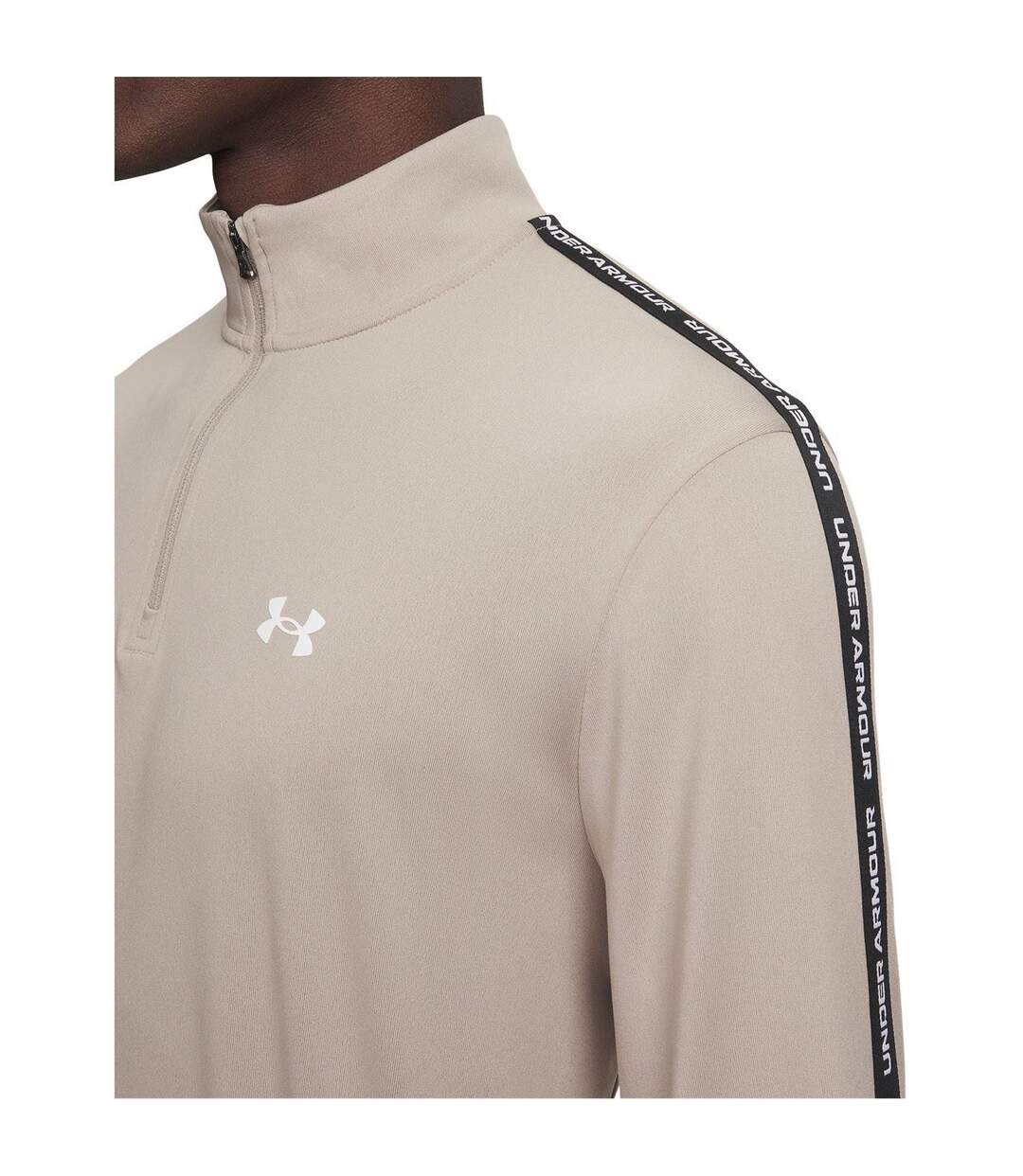 Haut Ample Manches Longues À Col Montant Tech Homme Taupe Noir Blanc Under Armour-3