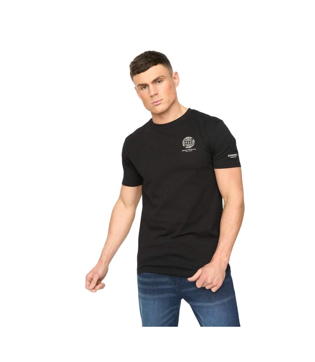 T-shirt Chittingtons Homme Noir Crosshatch-2