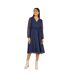 Womens/ladies Dobby Spotted Wrap Dress Navy Mela London-4