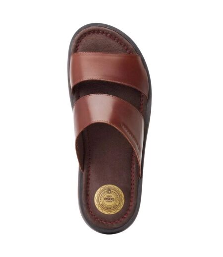 Mens maven leather sandals burnt brown Base London