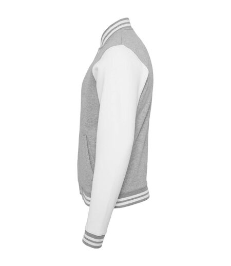 Blouson D'université Adulte Gris Chiné Blanc Build Your Brand