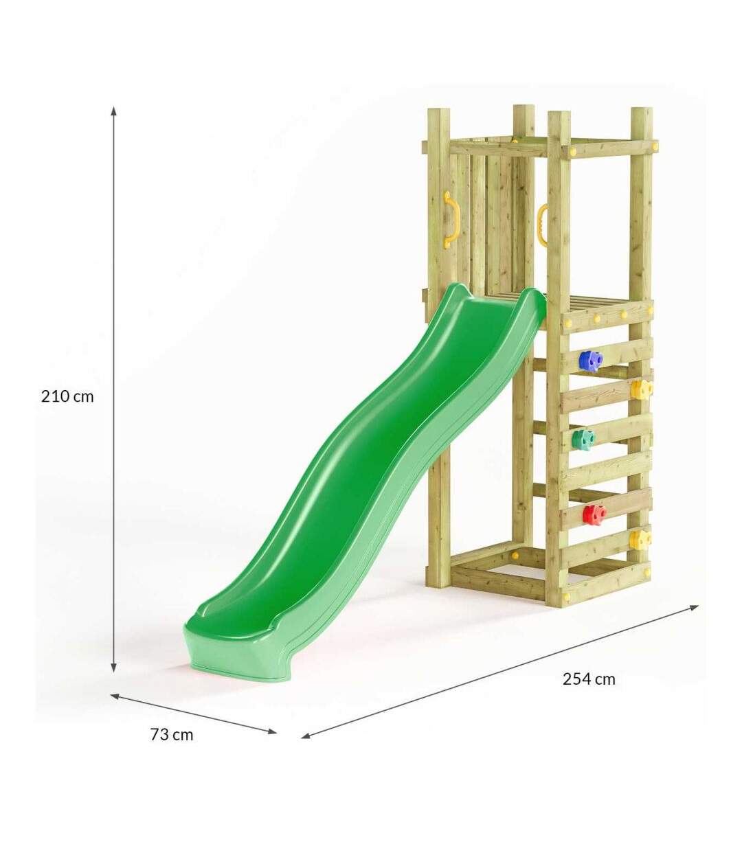 Plateforme de jeux en bois Funny Toboggan + mur d'escalade