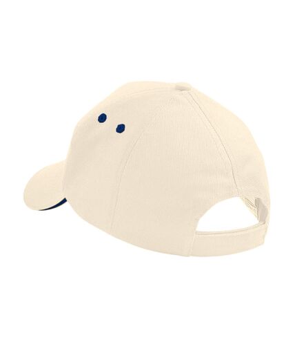 Casquette 100% coton adulte unisexe blanc cassé/bleu marine Beechfield