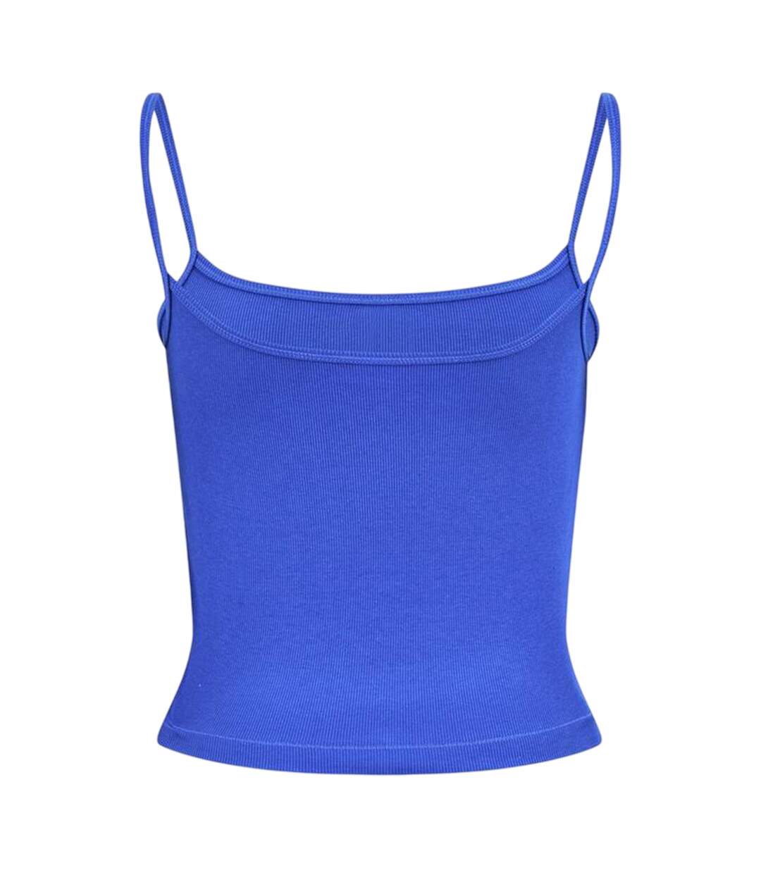 Womens/ladies Cotton Blend Slim Spaghetti Strap Tank Top Blue Champion-2