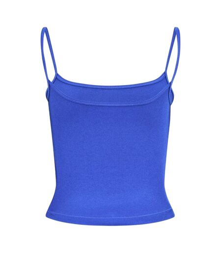 Womens/ladies Cotton Blend Slim Spaghetti Strap Tank Top Blue Champion