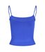 Womens/ladies Cotton Blend Slim Spaghetti Strap Tank Top Blue Champion-2