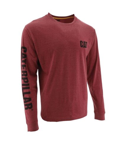 Caterpillar Mens Trademark Banner Long Sleeve T-Shirt (Red) - UTFS4642