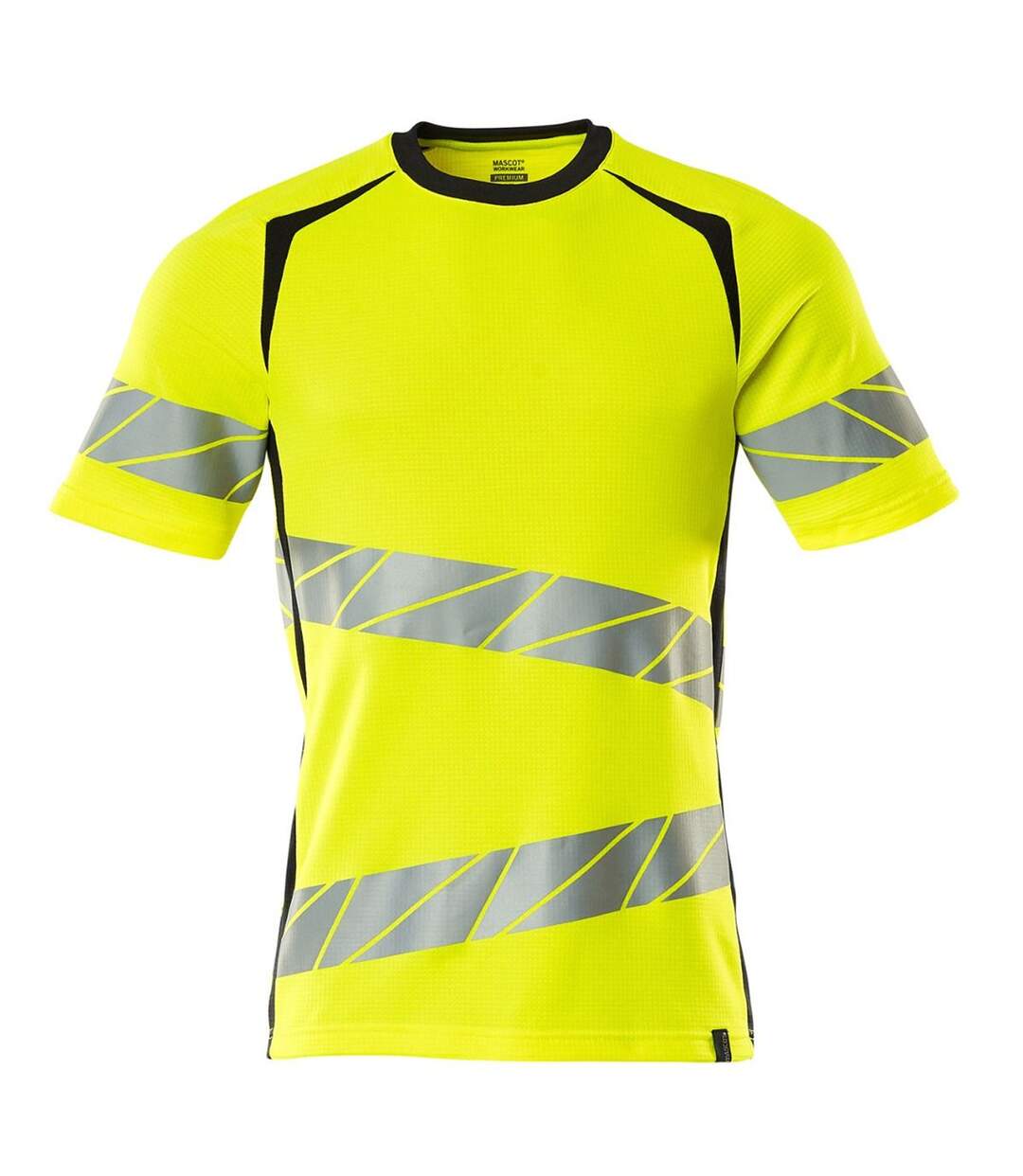 T-shirt Accelerate Safe Homme Jaune Fluo Bleu Marine Foncé Mascot-1