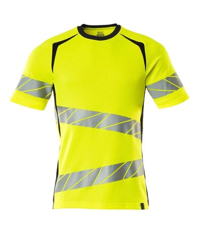 T-shirt Accelerate Safe Homme Jaune Fluo Bleu Marine Foncé Mascot
