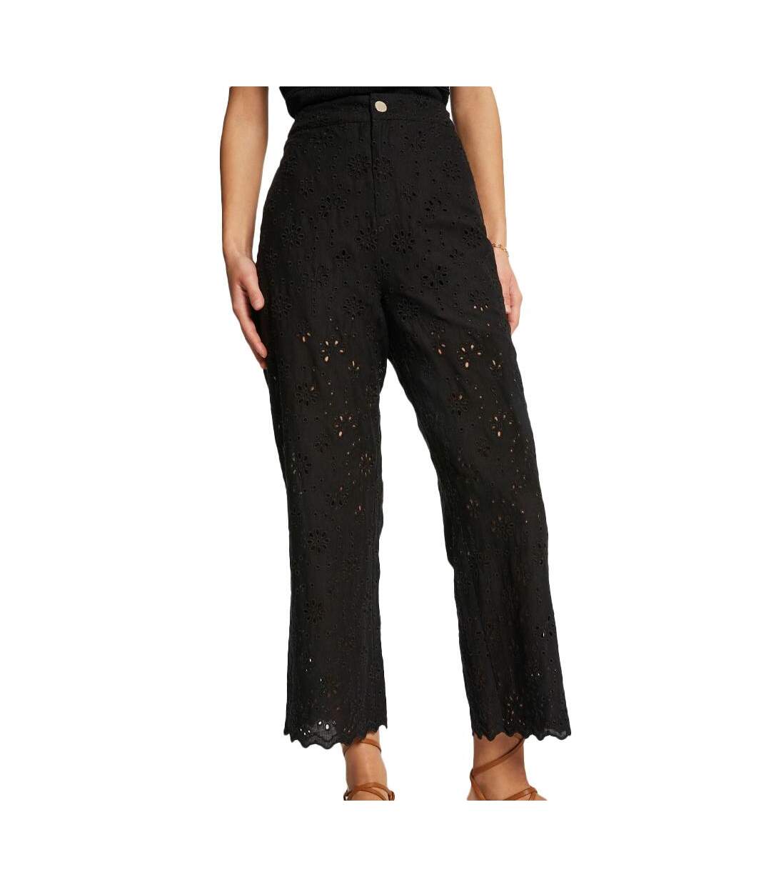 Pantalon Fluide Noir Femme Morgan Broderie 241 - 38-1