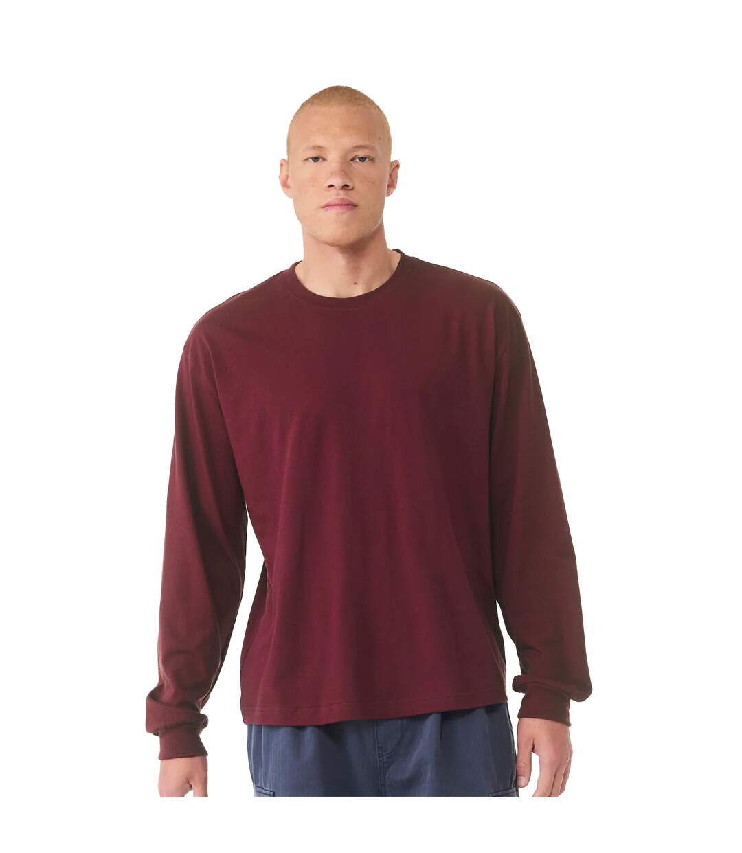 Unisex Adult Heavyweight Boxy Long-sleeved T-shirt Maroon Bella + Canvas-3
