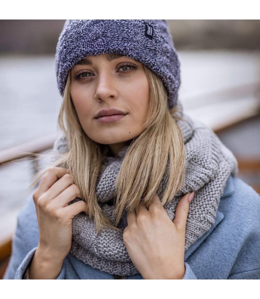 Ladies Winter Fleece Lined Cable Knit Thermal Snood Infinity Scarf-4