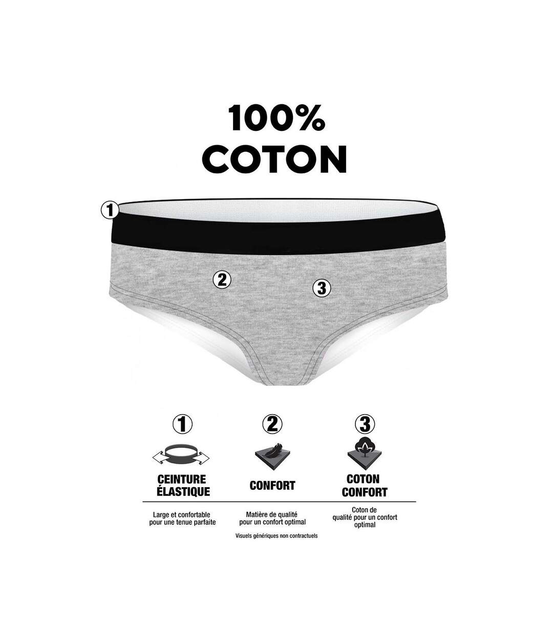 Lot de 5 slips femme  en coton uni ceinture fine 2cm Class Pierre Cardin-2