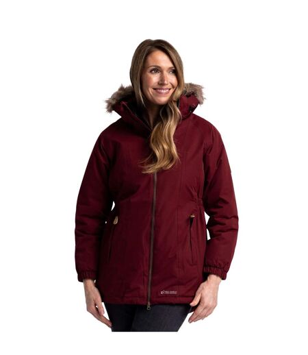 Womens/ladies Celebrity Insulated Longer Length Parka Jacket Dark Cherry Trespass