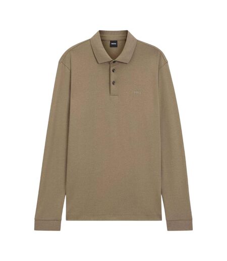 Polo Manches Longues Pado Homme Marron Boss