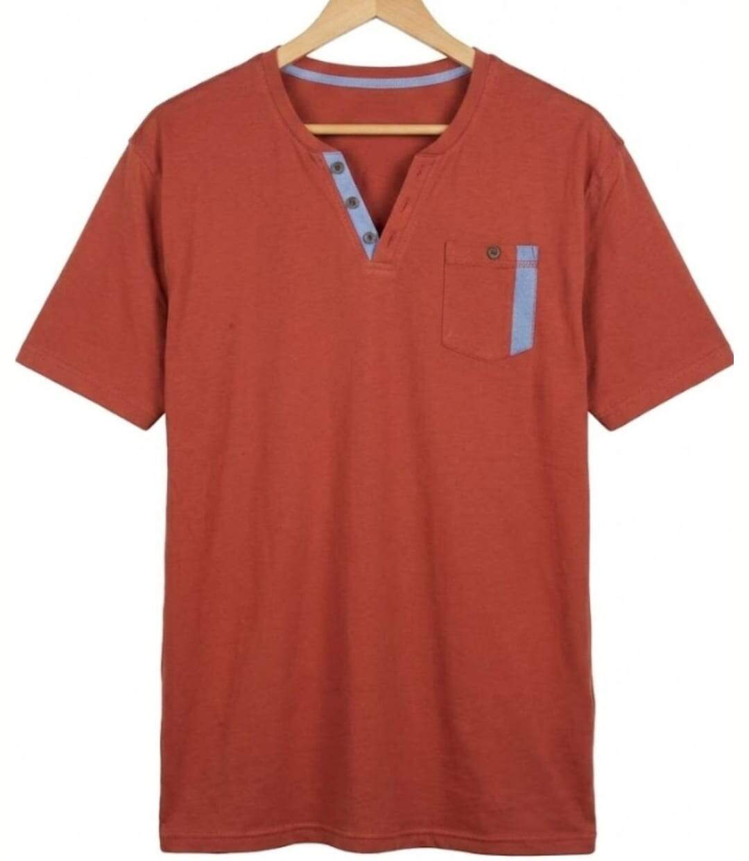 CHALLENGER SIERRA1 — Tee-shirt col boutons orange rouille : le style décontracté soigné-2
