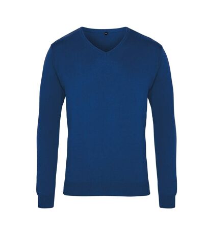 Premier Mens Knitted Cotton Acrylic V Neck Sweatshirt (Royal Blue) - UTPC6849