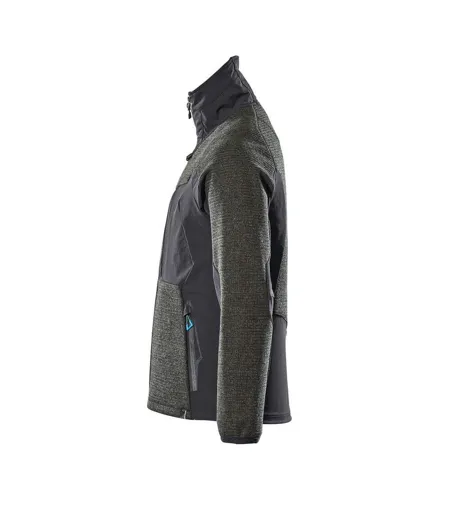Mens Advanced Knitted Full Zip Jacket Moss Green Black Mascot