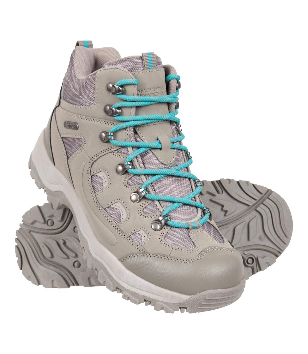 Womens/ladies adventurer leopard print faux suede waterproof walking boots taupe Mountain Warehouse-1