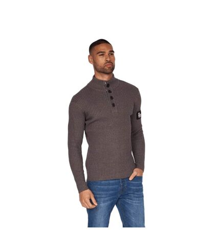 Crosshatch Mens Ransack Knitted Marl Sweater (Charcoal)