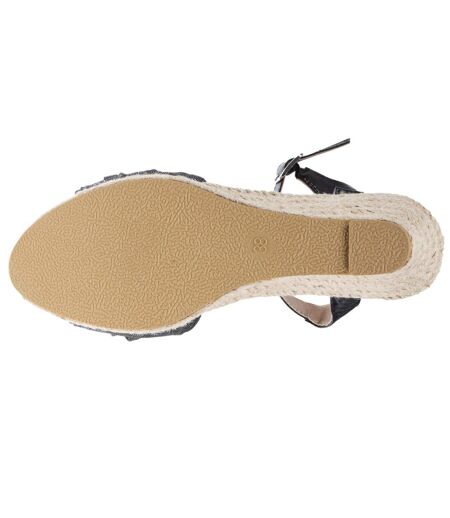 Isotoner Espadrilles femme à talon 6 cm et bout ouvert détail nœud