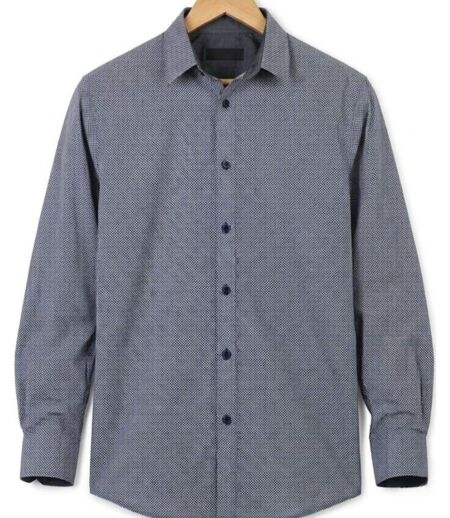 CHALLENGER CH4003 — Chemise à carreaux manches longues marine et blanc : élégance en pur coton et coupe confort