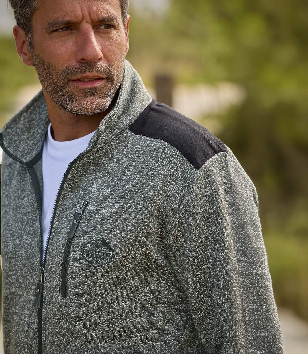 Men's Anthracite Zip-Up Fleece Jacket-3