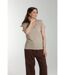 Tee shirt col v manches courtes femme Maddy Taupe Clair | Gerard Pasquier-2