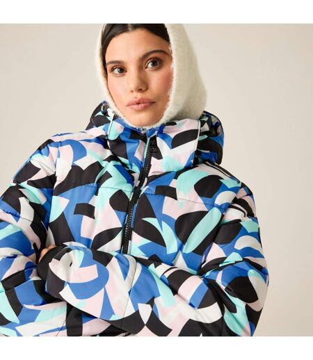 Womens/ladies Glitz Ii Abstract Padded Jacket Elysium Blue Dare 2B