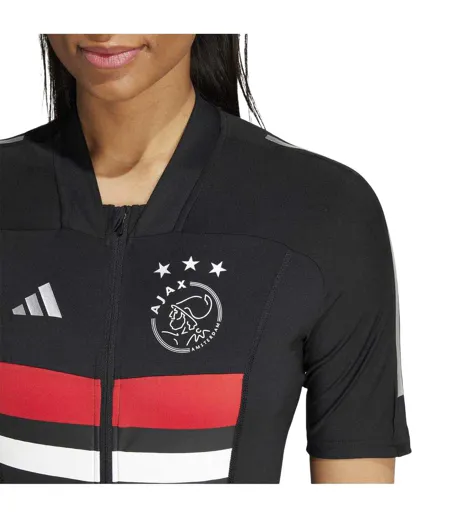 Womens/ladies Ajax Mock Neck Short-sleeved Cycling Jersey Black Adidas
