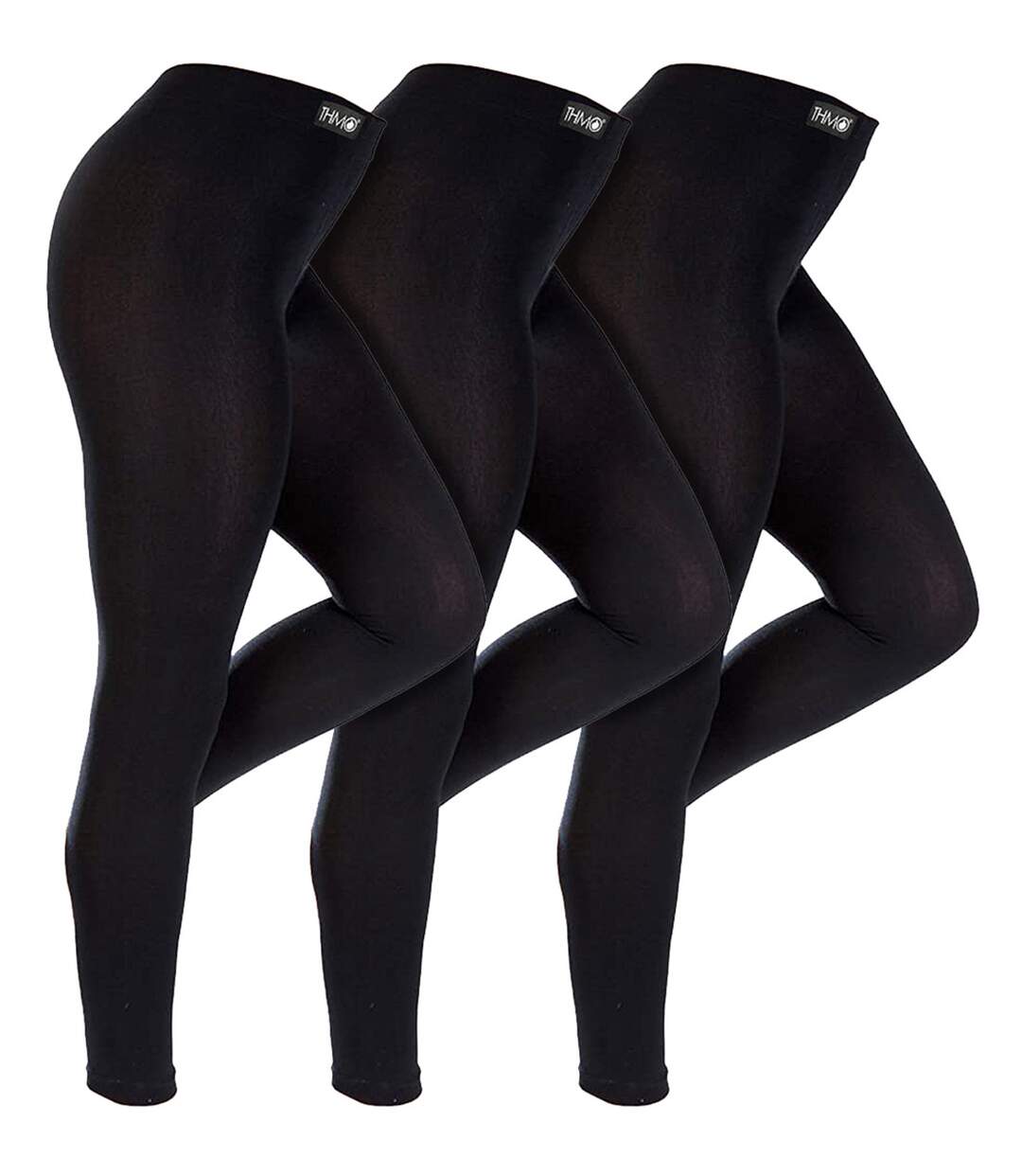 3 Pack Multipack Women's Black Thermal Footless Leggings, Ladies Winter Tights