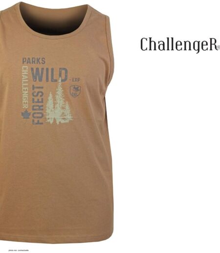 Débardeur homme Challenger SIG1 camel marron imprimé — Confort pur coton jersey