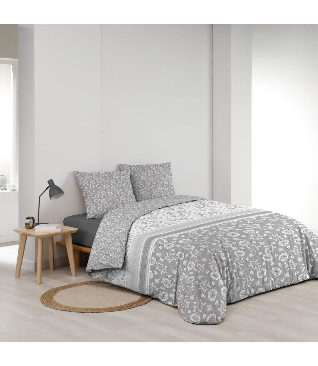 Parure de Lit 3 Pièces Flavie 240x220cm Gris-2