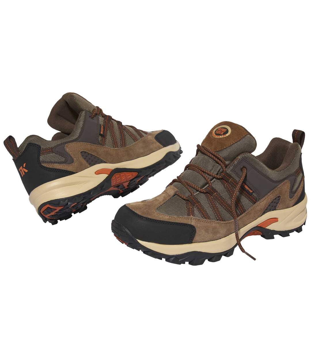 Men's Waterproof Low-Rise Walking Shoes - Brown Black Orange Atlas For Men