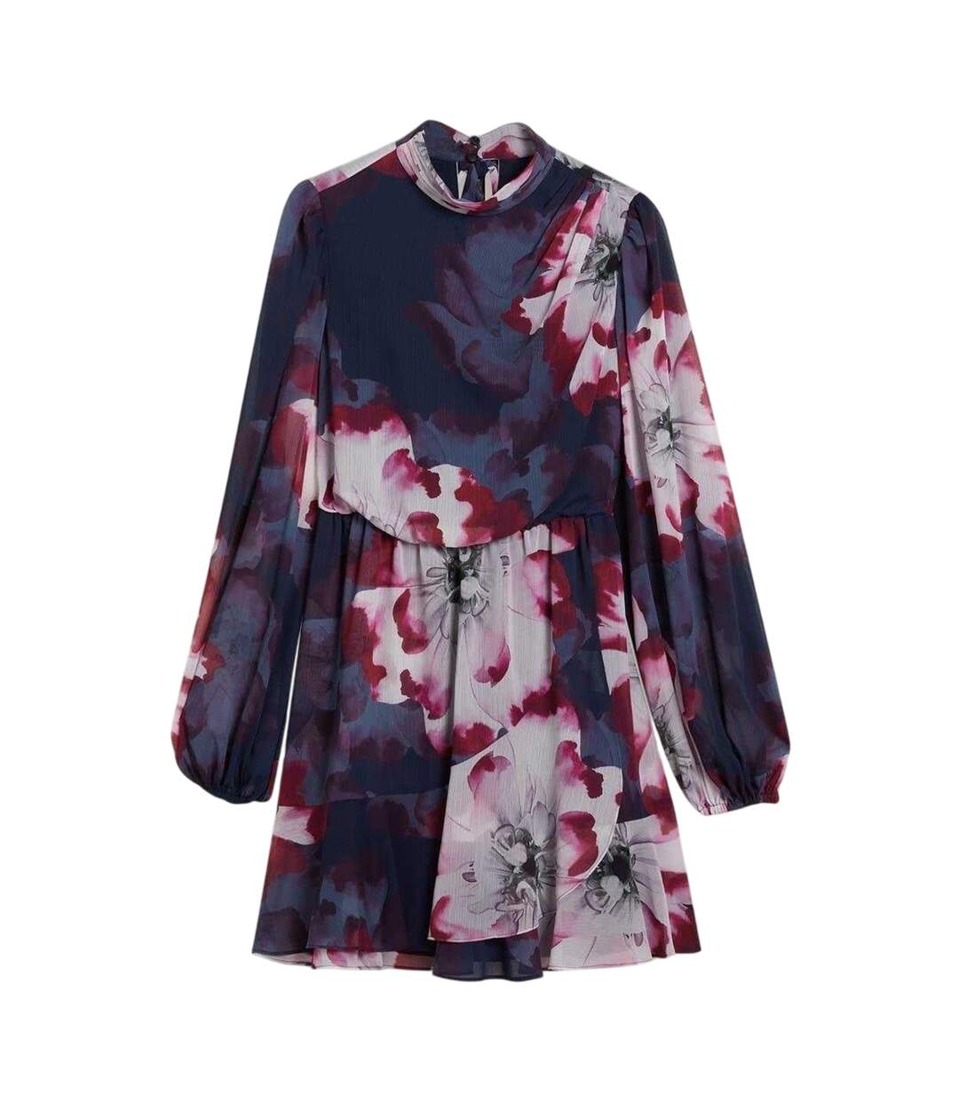 Womens/ladies Aracely Floral Chiffon Bishop Mini Dress Navy Multicoloured Ted Baker-2