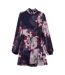 Womens/ladies Aracely Floral Chiffon Bishop Mini Dress Navy Multicoloured Ted Baker-2