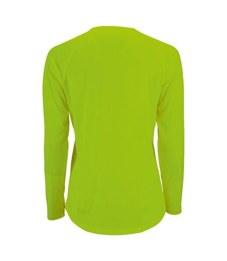 SOLS Womens/Ladies Sporty Long Sleeve Performance T-Shirt (Neon Green)